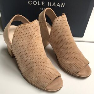 Cole Haan Perforated Suede Slingback Open Toe Bootie Sandal 5